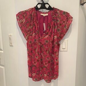 LOFT Pink Paisley Blouse